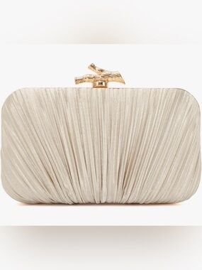 Chic & elegant evening Gold/Ivory Clutch with Gold Clash
